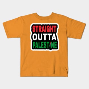 Straight Outta Palestine - Map - Sticker - Front Kids T-Shirt